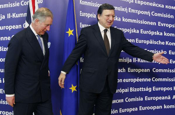 EC President Barroso welcomes UK's Prince Charles in Brussels