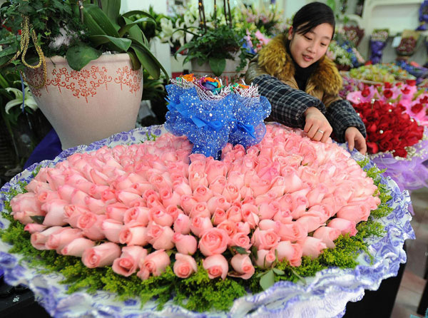 Bouquets blossom at Valentine's Day markets