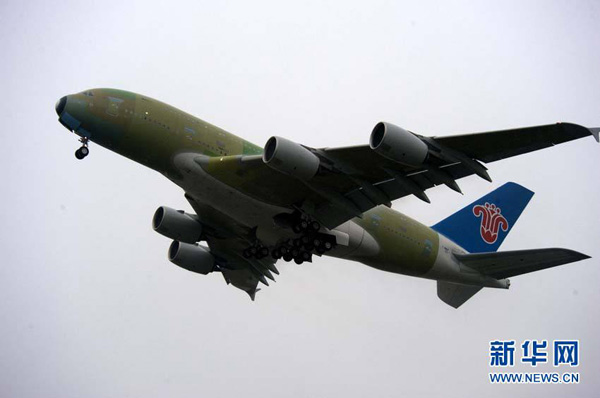 China Southern Airlines' first Airbus A380 completes first flight