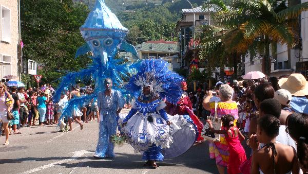 Revellers take part in Carnival celebrations in Victoria, Seychelles