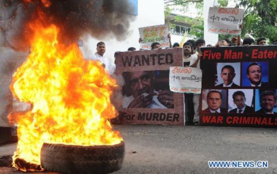 Sri Lankans protest against Western air strikes on Libya