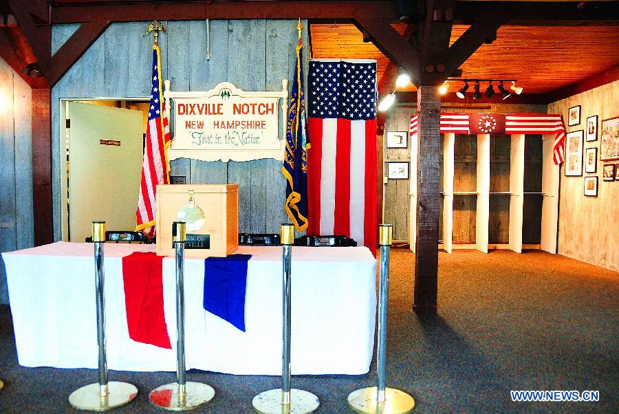 Photo taken on Nov. 5, 2012 shows a polling station in Dixville Notch, New Hampshire, the United States. Ten registered voters are expected to cast their ballots at the stroke of midnight on Tuesday Nov. 6, in Dixville Notch, signifying the official beginning of the voting in the 2012 U.S. presidential elections. (Xinhua/Zhang Chuanshi) 