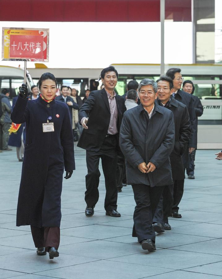 Delegates of the 18th National Congress of the Communist Party of China (CPC) from Ningxia Hui Autonomous Region arrive in Beijing, capital of China, Nov. 5, 2012. The 18th CPC National Congress will be opened in Beijing on Nov. 8. (Xinhua/Xie Huanchi)