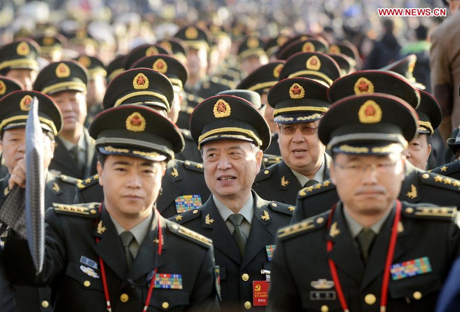 Delegates of the 18th National Congress of the Communist Party of China (CPC) arrive to attend the 18th CPC National Congress at the Great Hall of the People in Beijing, capital of China, Nov. 8, 2012. The 18th CPC National Congress will be opened in Beijing on Thursday morning. (Xinhua/Jin Liangkuai)