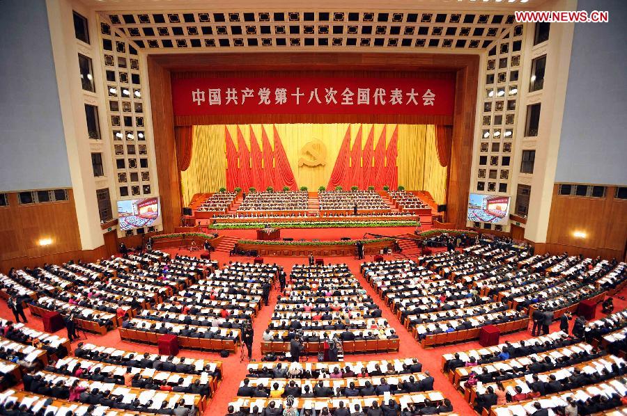 The 18th National Congress of the Communist Party of China (CPC) opened at the Great Hall of the People in Beijing, capital of China, Nov. 8, 2012. (Xinhua/Li Tao) 