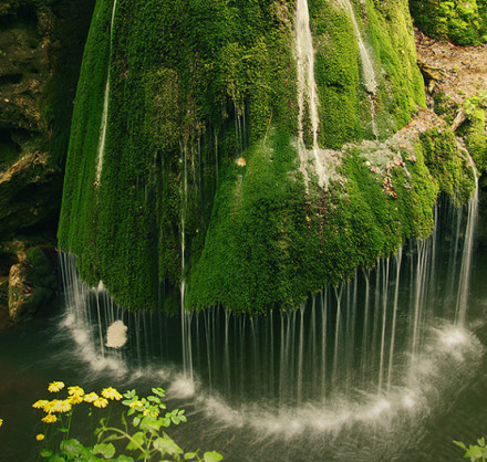 Romania.Photo shows the unique waterfall there.