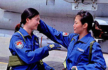 Female pilots of FBC-1 fighters in training 