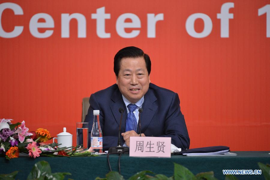 Minister of Environmental Protection Zhou Shengxian speaks at a press conference held by the press center of the 18th National Congress of the Communist Party of China (CPC) in Beijing, capital of China, Nov. 12, 2012.(Xinhua/Li Xin)