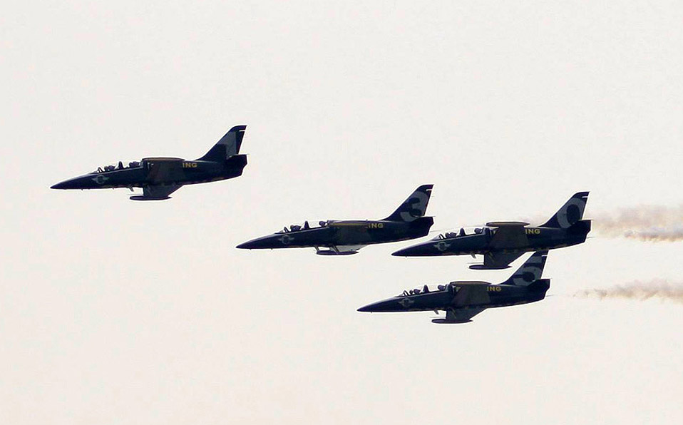 Breitling Jet Team makes test flight before opening of Airshow China 2012