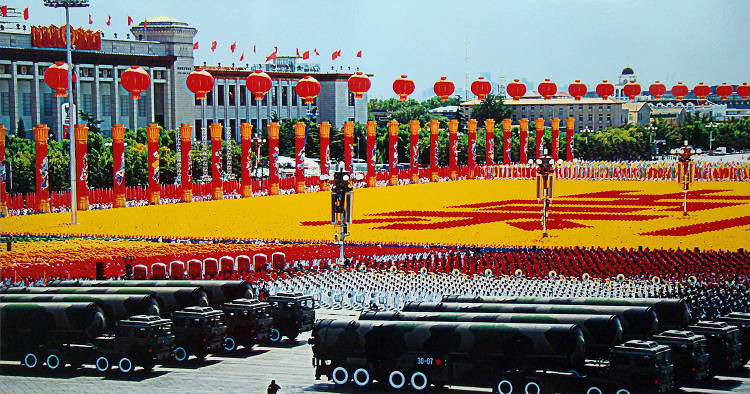 A missile squad passes through the Tian’anmen Square on the 60th founding anniversary of the People’s Republic of China on October 1, 2009. (People’s Daily Online/ Jiang Jianhua)