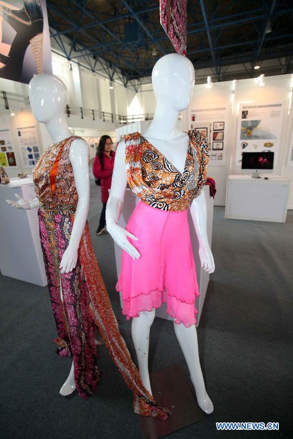 Photo taken on Nov. 14, 2012 shows the fashionable dresses presented on the China Creative Design Exhibition 2012 in Beijing, capital of China. Nearly 30 top designers from more than 10 countries and regions took part in the exhibition from Nov. 14 to Nov. 16, 2012. (Xinhua)