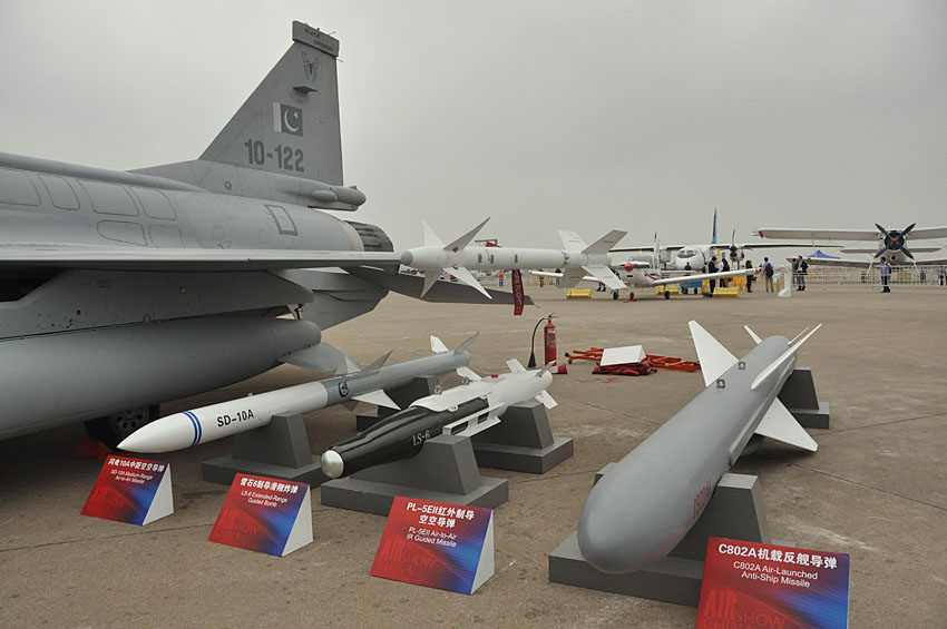 A JF-17 fighter jet is on display at Airshow China 2012 in Zhuhai, south China's Guangdong province. The JF-17 is jointly developed and produced by China National Aero-Technology Import and Export Corporation (CATIC) and Pakistan Air Force. (People's Daily Online/ Zhai Zhuanli)