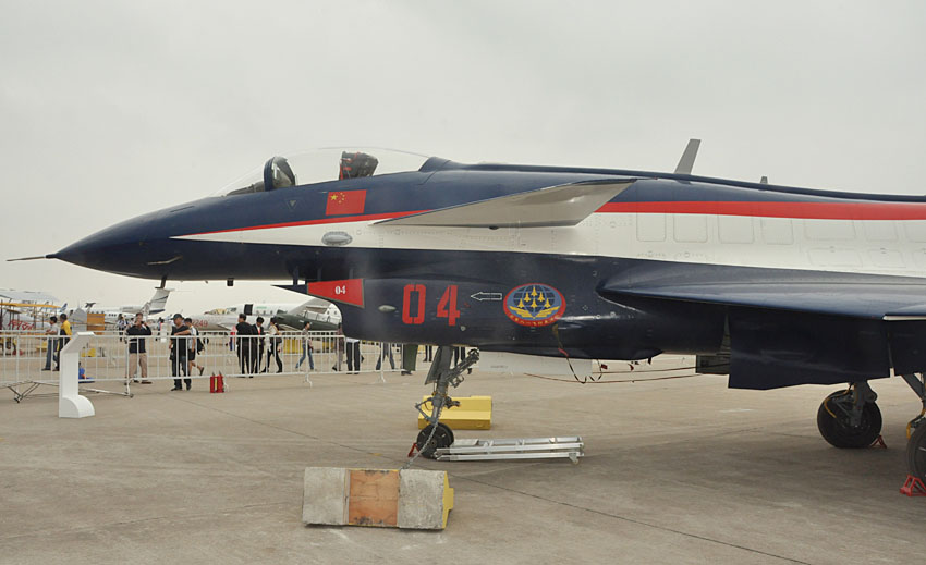 J-10 fighters of China Air Force are on display at Airshow China 2012, which is held from November 13 to November 18 in Zhuhai in south China's Guangdong province. (People's Daily Online/ Zhai Zhuanli)