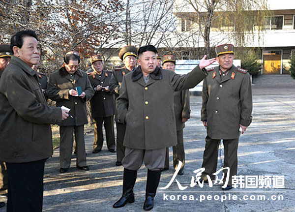 DPRK's top leader Kim Jong Un inspects the training ground of horse riding company of KPA on Nov. 19, 2012. (Photo/ People's Daily Online)