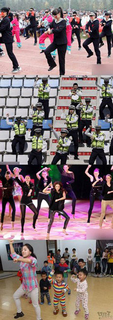 People with different jobs have fun dancing the “Gangnam Style”. (Photo/Xinhua)