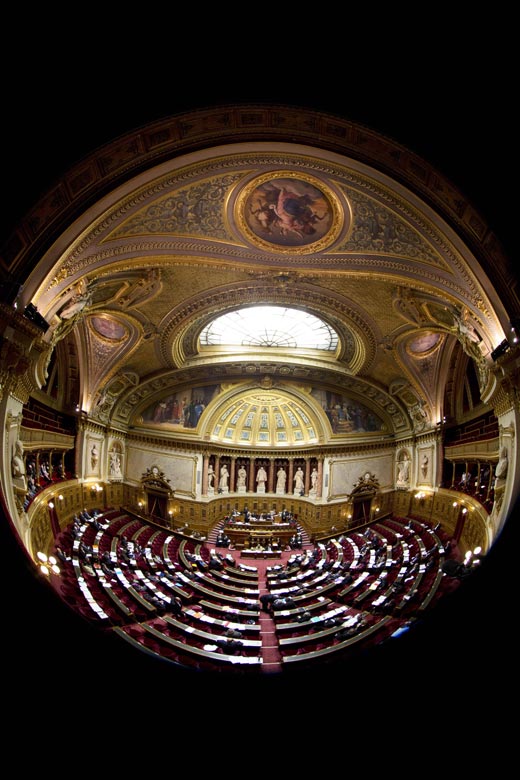 Fisheye: The photo of the Senate meeting taken by a fisheye lens in Paris, France on Nov. 18, 2012. (Xinhua/AFP)