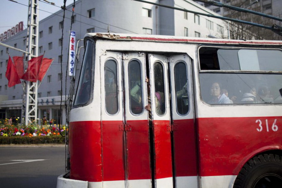 A tramcar carries passengers in Pyongyang. (Photo/Xinhua)