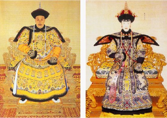 Portraits of an emperor and a queen of the Qing Dynasty. (Part of Portraits of Emperors and Queens of the Qing Dynasty colleted by Beijing Palace Museum)