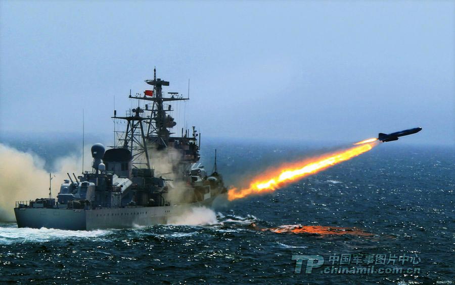 A warship launching missile.(tp.chinamil.com.cn / Zhang Lei)