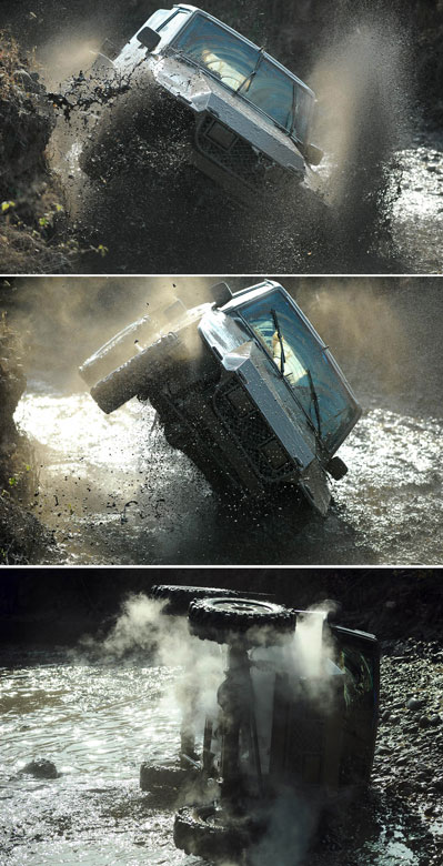 A combined picture reproduces the moment that a car rolls over during a domestic racing held in southwest China’s Chengdu, Nov. 26, 2012. (Xinhua/Xue Yubin)