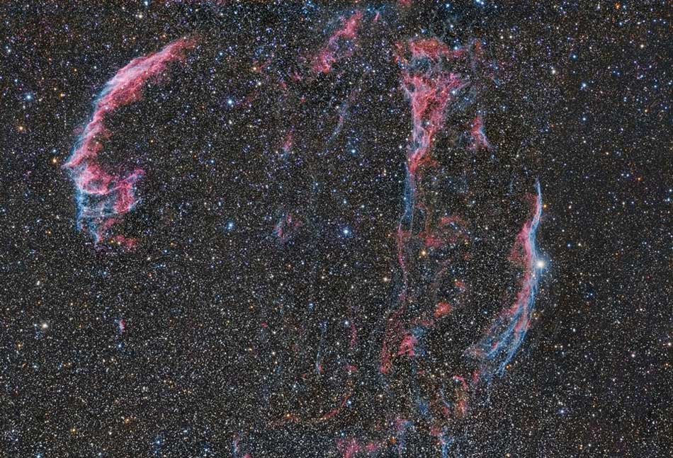 Wisps of the Veil Nebula. Wisps like this are all that remain visible of a Milky Way star. About 9,000 years ago that star exploded in a supernova leaving the Veil Nebula, also known as the Cygnus Loop. (Photo/ NASA)