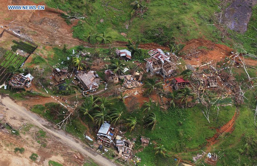 Photo taken on Dec. 7, 2012 shows the typhoon-affected area in southern province of Compostela Valley, the Philippines. The death toll of Typhoon Bopha, locally known as Pablo, has climbed to 456 as more bodies were dug out from disaster-affected areas in southern Philippines, the National Disaster Risk Reduction and Management Council (NDRRMC) announced on Friday. (Xinhua/Jay Morales) 