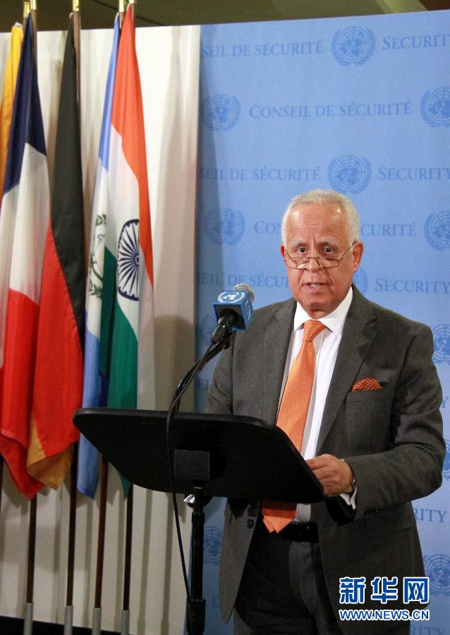 Mohammed Loulichki, Morocco's permanent representative to the United Nations, who holds the rotating council presidency for December, has released the statement which condemned the rocket launch announced by the Democratic People's Republic of Korea (DPRK) Dec. 12, 2012.(Xinhua/Lin Qiong)