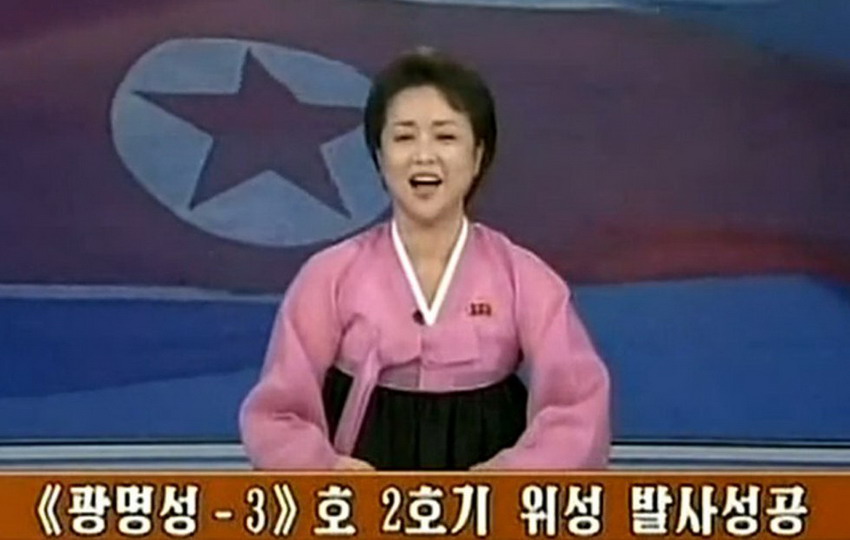 The TV grab of the report from Korean Central Television (KCTV) on Dec. 12, 2012. According to the KCNA, the country has successfully launched the satellite Kwangmyongsong-3. The Korean Central Television broadcasted the news at 12:00 a.m. The second version of Kwangmyongsong-3 was launched by an Unha-3 carrier rocket at 9:51 a.m. local time (0051 GMT) Wednesday from the Sohae Space Center in Cholsan County, North Phyongan Province, and entered the preset orbit.(Photo/Xinhua)