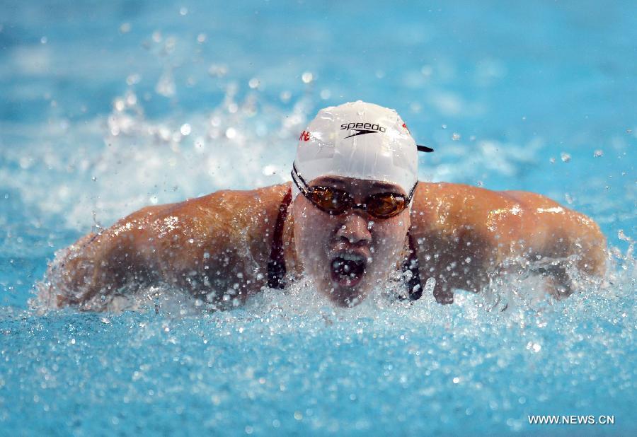 Ye Shiwen of China competes during the women's 400 Individual Medley at the 11th FINA World Swimming Championships in Istanbul, Turkey, on Dec. 12, 2012. Ye took the silver with 4 minutes and 23.33 seconds. (Xinhua/Ma Yan)