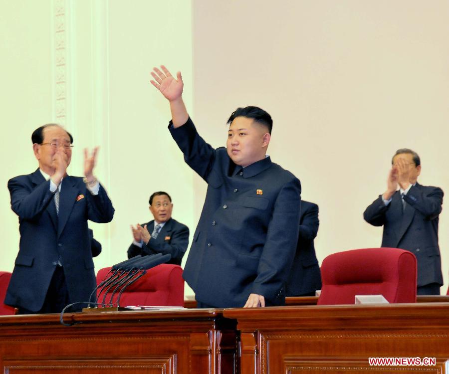 Photo released by Korean Central News Agency (KCNA) shows Kim Jong Un of the Democratic People's Republic of Korea (DPRK) attends the Fourth Conference of the Workers' Party of Korea (WPK) in Pyongyang, DPRK, on April 11, 2012.(Xinhua/KCNA) 