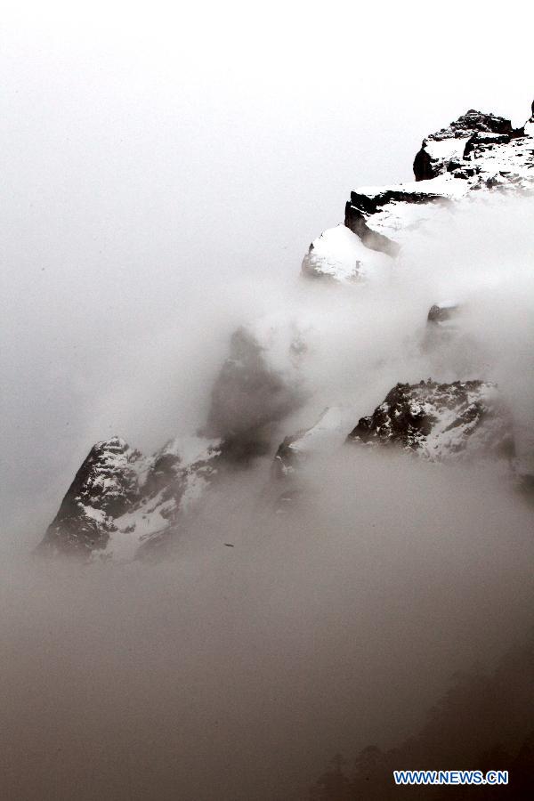 Photo taken on April 19, 2012 shows a scenery of the Tiepi Mountain with an altitude of 3,800 meters, in Baoxing County of Ya'an, southwest China's Sichuan Province. (Xinhua/Guo Wenyao)