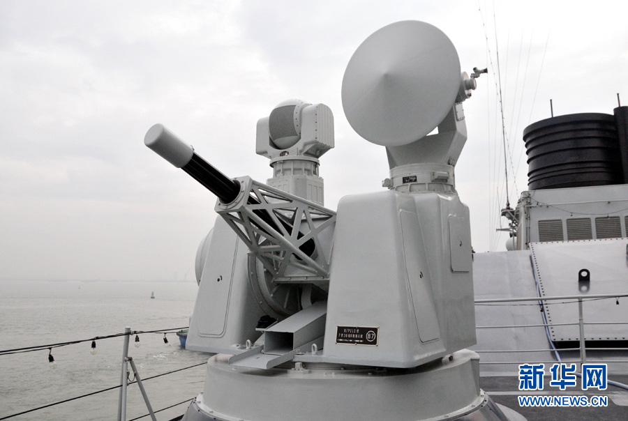 The "Guangzhou" guided missile destroyer under the South China Sea Fleet of the Navy of the Chinese People's Liberation Army (PLA) is open to the public on December 26, 2012. The photo features the scene of the 730 close-in anti-aircraft gun. (Xinhua/An Chen)