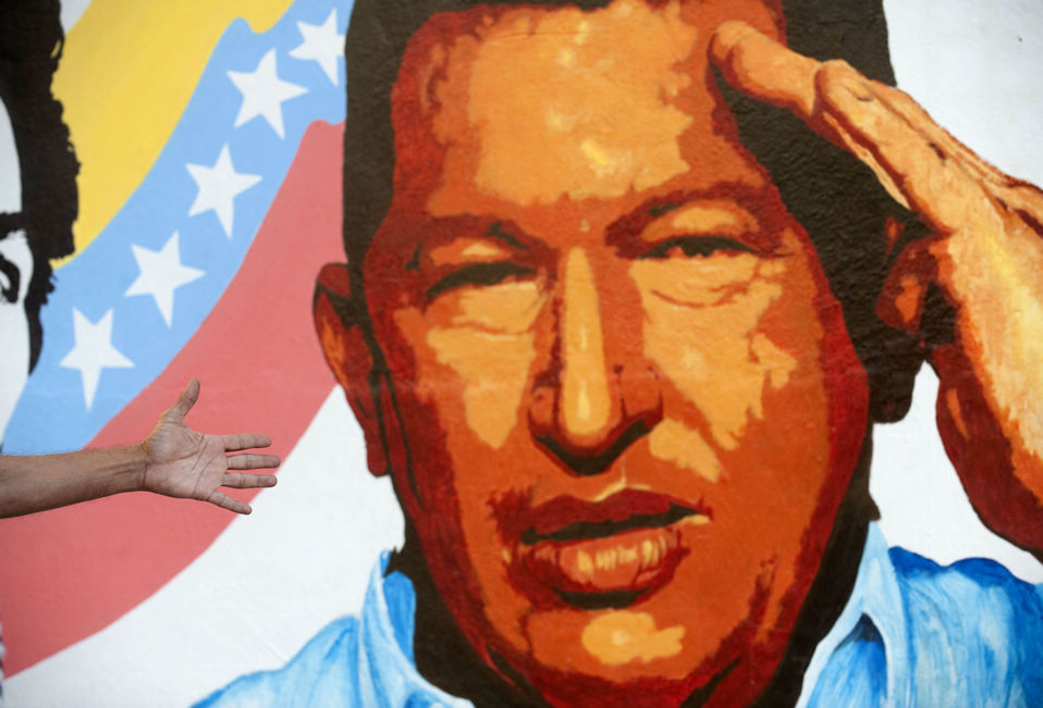 A mural of Venezuelan president Hugo Chavez in Caracas. (Xinhua/AFP)