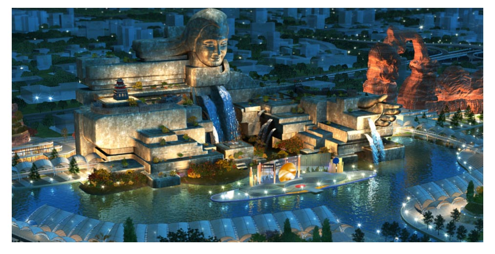 The design sketch shows the scenery of the "Yellow River Mother" cultural theme park, which is located in Lanzhou, the capital of Gansu Province. (Photo Source: news.cn)