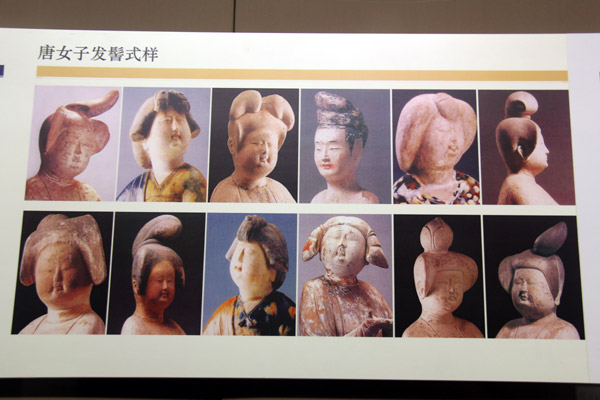 Information boards explain the different hairstyles of women during the Tang Dynasty at the Shaanxi History Museum on January 11, 2013. (CRIENGLISH.com/Liu Kun)