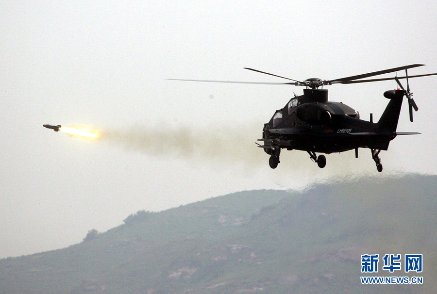 An army aviation brigade under the Nanjing Military Area Command (MAC) of the Chinese People's Liberation Army (PLA) organizes a helicopter flight training, in a bid to temper the tactical skills of the pilots and the helicopter operation-and-control capability. (Xinhua/Guo Weihu)