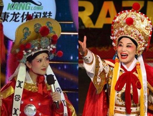 Xie's impersonation (L) looks pretty much the same as the original character (R). (Source: hunantv.com)