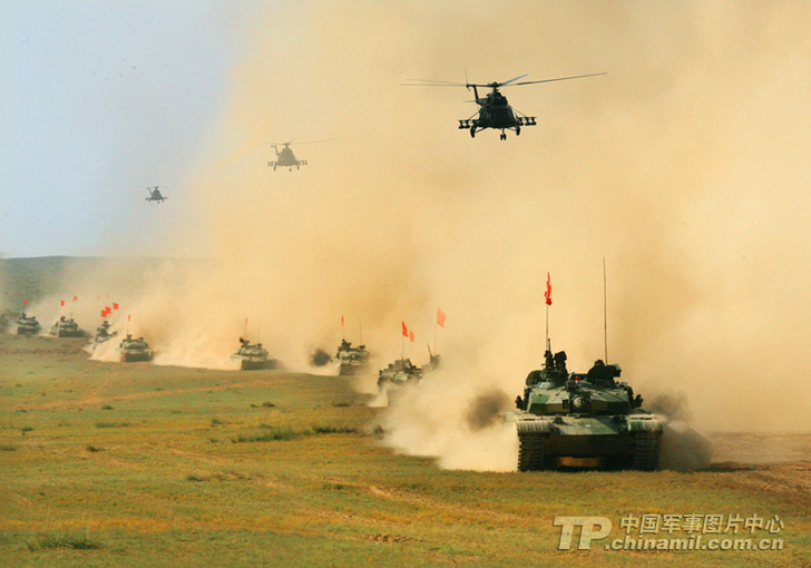 Situated in the depth of the Inner Mongolian Grassland, the Zhurihe Combined Tactics Training Base of the Beijing Military Area Command (MAC) of the Chinese People's Liberation Army (PLA) is the PLA's most modernized training base, the only training base where the PLA can hold group-army-scale actual-troop campaign exercise. (chinamil.com.cn/Zhang Kunping)