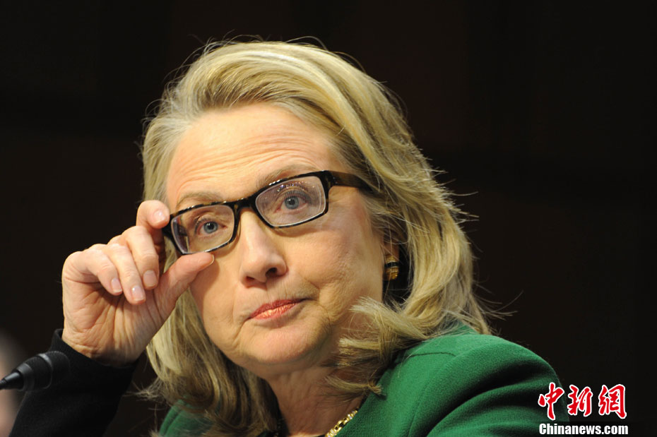 U.S. Secretary of State Hillary Clinton testifies about the September attacks on the U.S. diplomatic mission in Benghazi, Libya, on Capitol Hill, U.S., Jan. 23, 2013. It was the last time Clinton attended the Congressional hearing as the U.S. top diplomat. After the heated inquires from the House of Representatives and the Senate, the "Iron lady" rarely let herself cry, smile and be angered, which has shown different sides of her nature.(Chinanews.cn/Wu Qingcai)