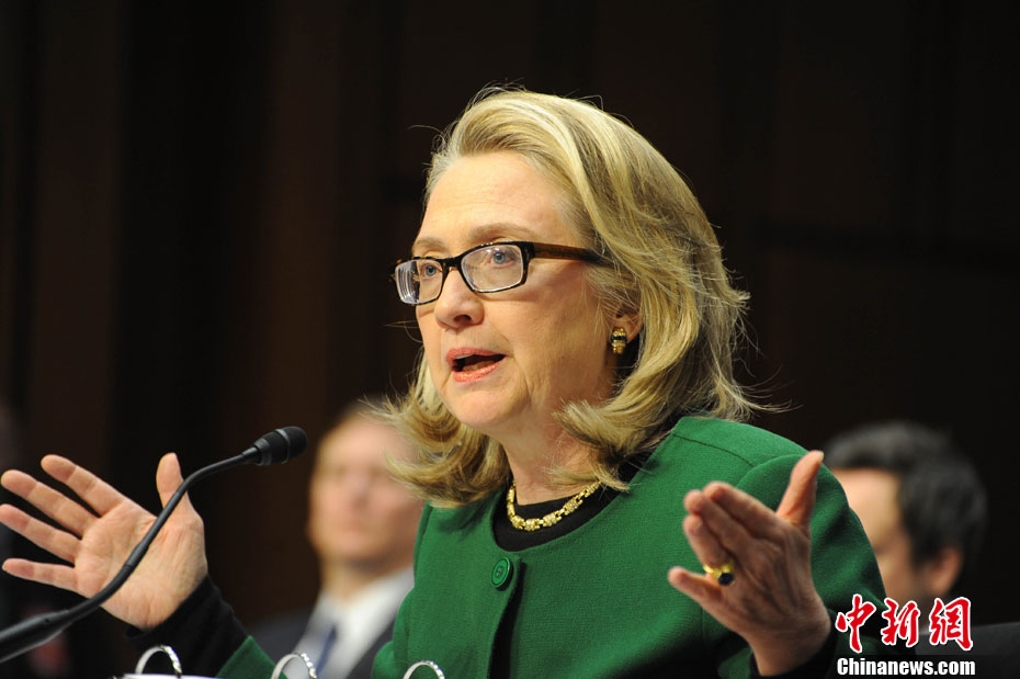 U.S. Secretary of State Hillary Clinton testifies about the September attacks on the U.S. diplomatic mission in Benghazi, Libya, on Capitol Hill, U.S., Jan. 23, 2013. It was the last time Clinton attended the Congressional hearing as the U.S. top diplomat. After the heated inquires from the House of Representatives and the Senate, the "Iron lady" rarely let herself cry, smile and be angered, which has shown different sides of her nature.(Chinanews.cn/Wu Qingcai)