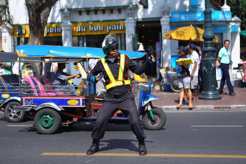 The stylish police can distract you from the notorious traffic jams in Bangkok.