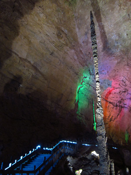 The Sea-Suppressing Needle stalagmite is 19.2 meters tall. (Photo/CRI)