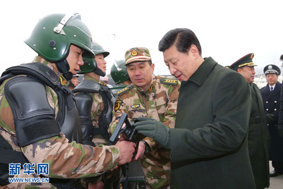 Xi made an inspection tour in the armed police forces in Beijing on Tuesday to convey festival greetings to the nation's armed policemen on behalf of the CPC Central Committee, the State Council and the Central Military Commission. (Xinhua/Li Gang)