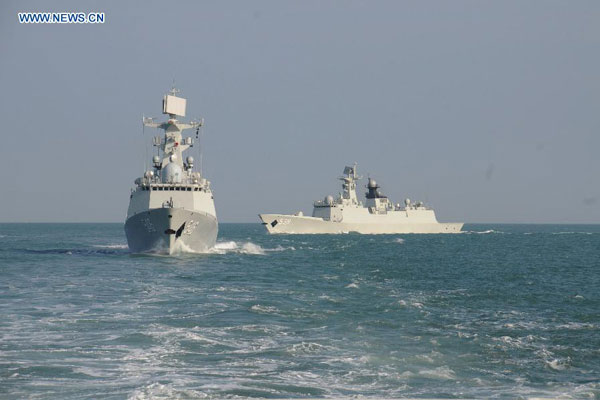 A Chinese People's Liberation Army (PLA) Navy fleet has set off from a military port in east China's Qingdao City for regular open-sea training in the West Pacific Ocean, military sources revealed Wednesday. (Xinhua/Li Yun)