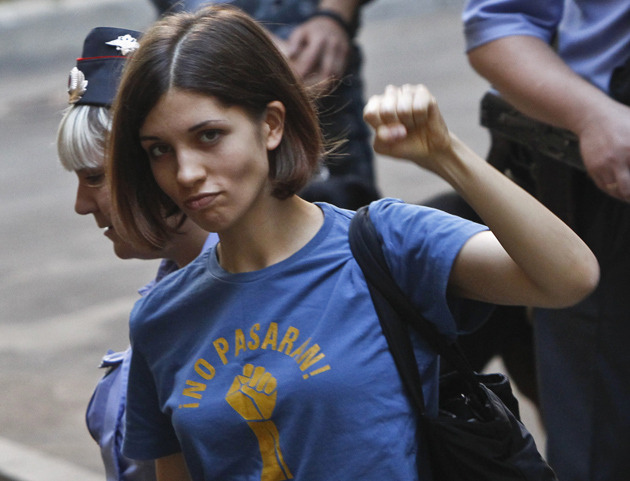 Nadezhda Tolokonnikova, also known as "Nadya Tolokno" ,is a Russian political activist. She is a member of the anti-Putinist punk rock group Pussy Riot. On Aug.17, 2012, she was convicted of "hooliganism motivated by religious hatred" for a performance in Moscow's Cathedral of Christ the Saviour and sentenced to two years imprisonment. She has been recognized as a political prisoner by the Union of Solidarity with Political Prisoners.(Globaltimes.cn)