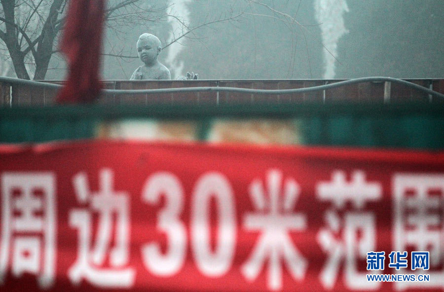 Beijing resident wears a breathing mask outside in the early morning of January 29th, 2013. (Photo/Xinhua)