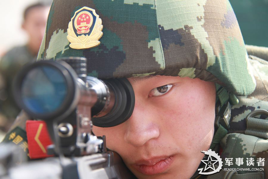 Snipers of the Huzhou Detachment under the Zhejiang Contingent of the Chinese People's Armed Police Force (APF) carry out military training before Spring Festival. (China Military Online/He Yuanhong, Wang Shichun)