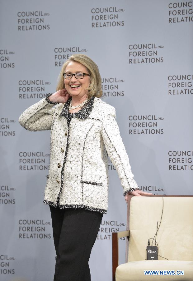 Outgoing U.S. Secretary of State Hillary Clinton delivers her final address as Secretary of State on American leadership in Washington D.C., capital of the United States, Jan. 31, 2013. Hillary Clinton will be replaced by John Kerry as Secretary of State on February 1, 2013. (Xinhua/Zhang Jun) 