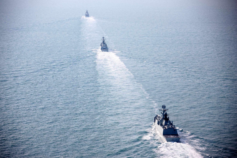 A fleet of the Chinese People's Liberation Army (PLA) Navy conducts the year's first open-sea training exercise in the West Pacific Ocean on Thursday morning after sailing through the Miyako Strait as scheduled, military sources revealed. (Xinhua/Li Yun) 