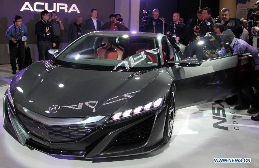 An Acura NSX concept vehicle is on display during the 40th Canadian International Auto Show at the Metro Toronto Convention Center in Toronto, Canada, Feb. 14, 2013. The 11-day Canadian International Auto Show kicked off on Thursday in Toronto with about one thousand vehicles from over 120 exhibitors being displayed. (Xinhua/Zhang Ziqian)